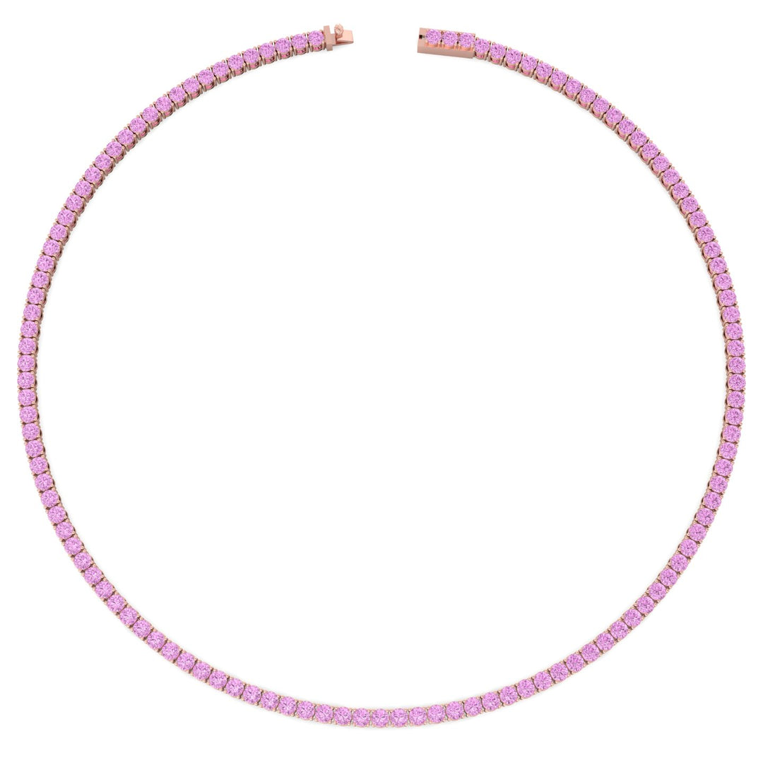 prong-setting-round-cut-pink-sapphire-tennis-necklace-14k-rose-gold