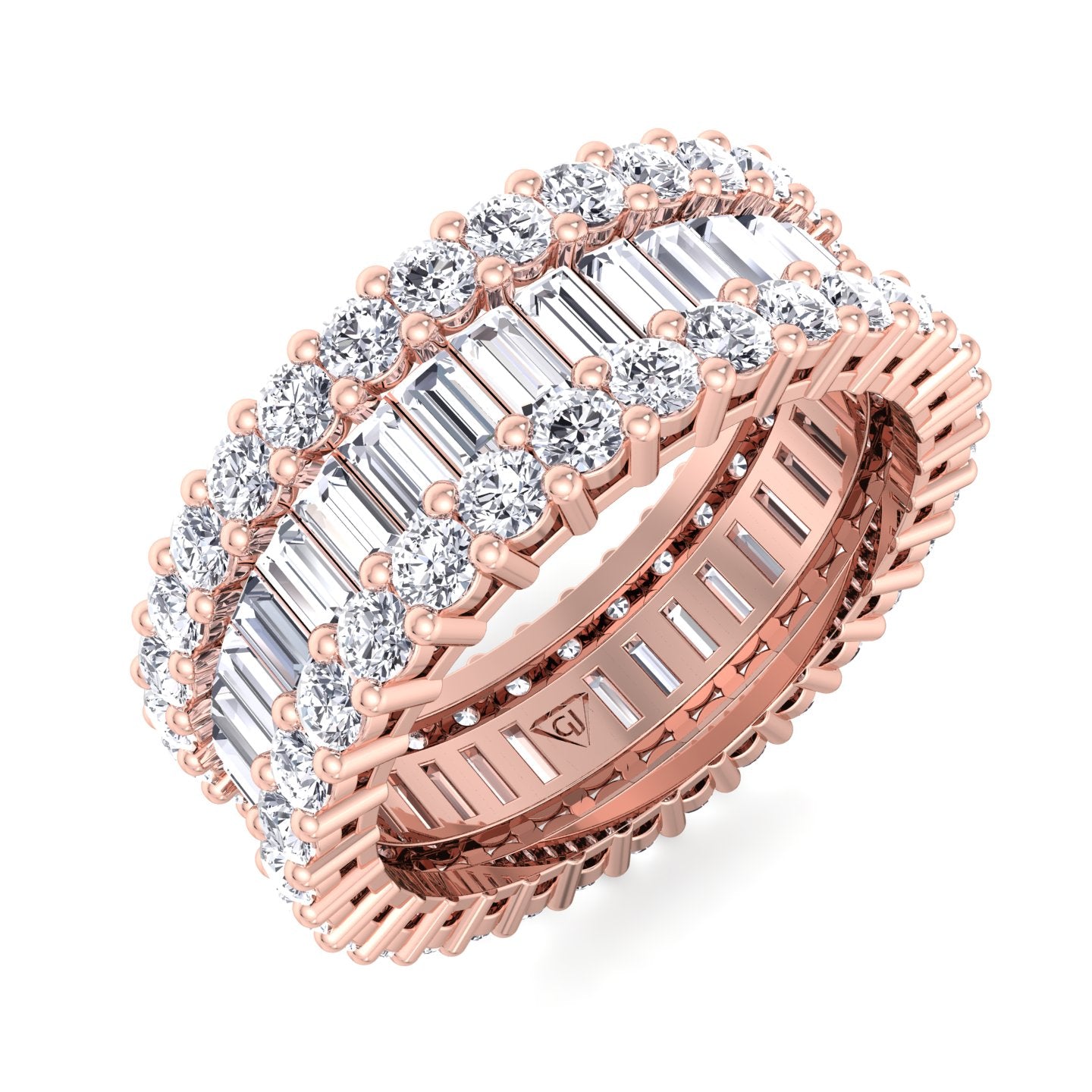 Rose gold diamond baguette ring sales