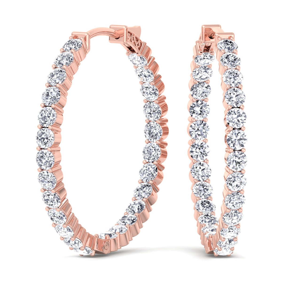 Lana - 5CT Inside Out Round Diamond Hoop Earrings 1.75" - Gem Jewelers Co