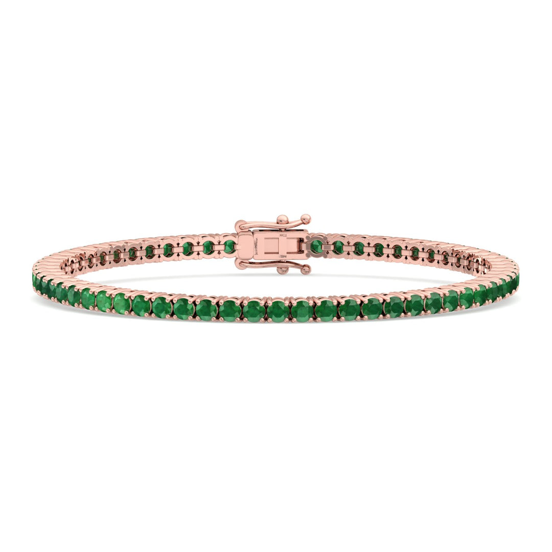 round-cut-3-carat-green-emerald-tennis-bracelet-in-solid-rose-gold