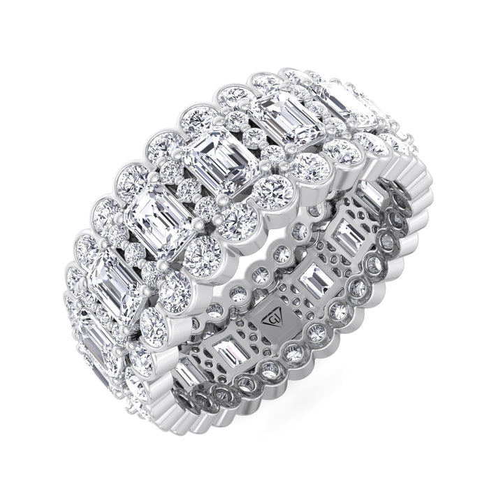 Trento - Round and Emerald Stacked Eternity Band