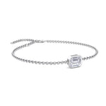 Natural emerald cut diamond chain bracelet 14K white gold