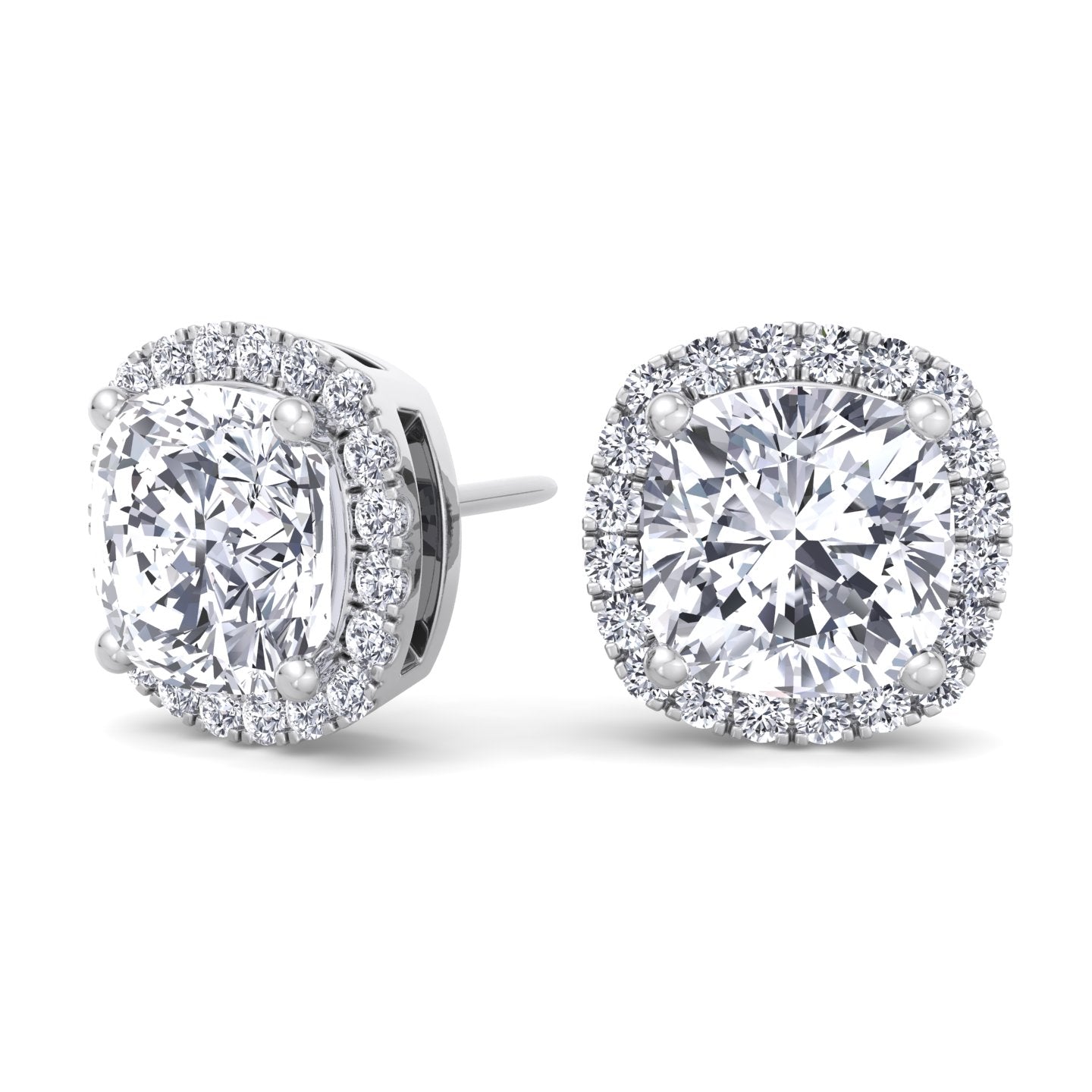 Norwich - Cushion Cut Diamond Halo Studs - Gem Jewelers Co