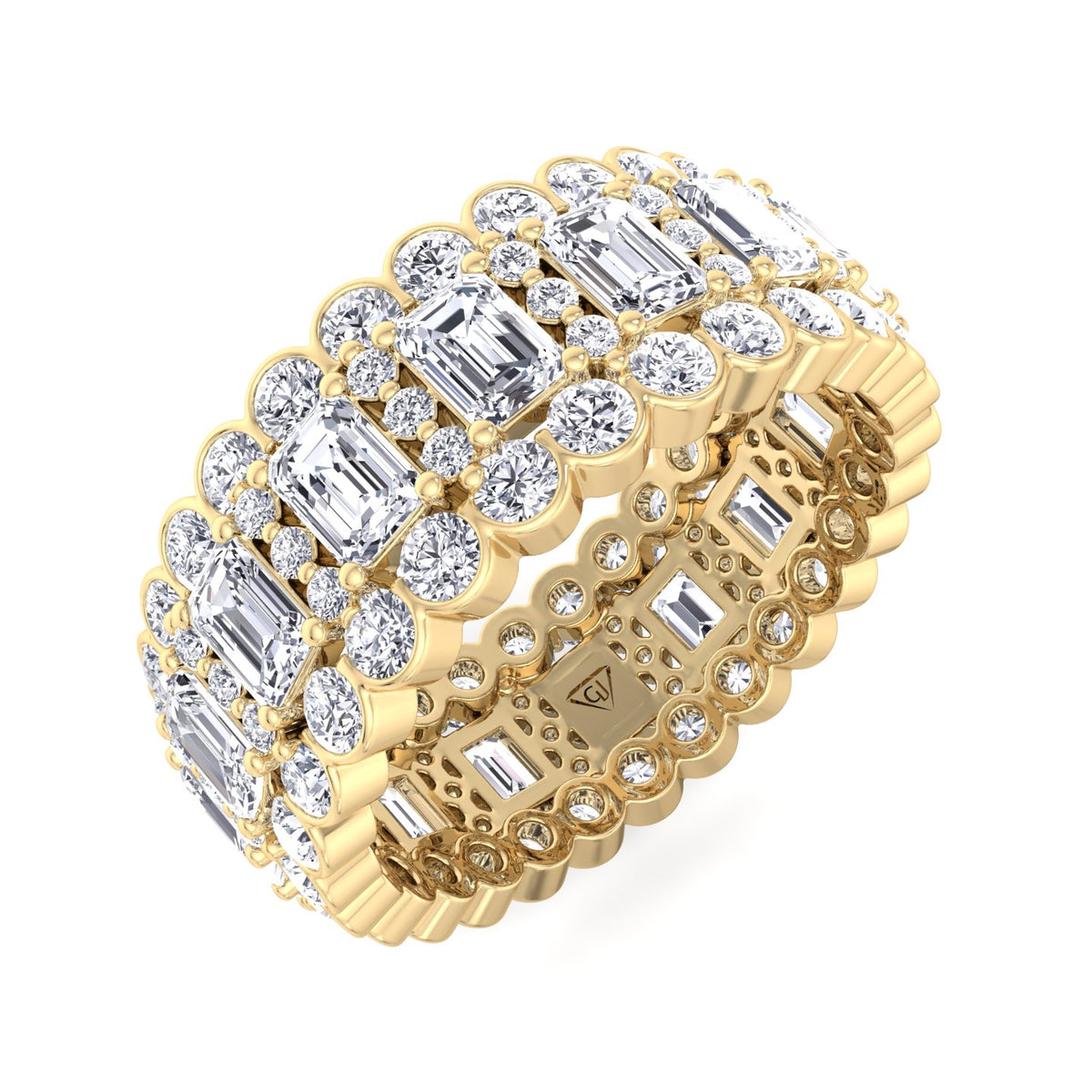 Trento - Round and Emerald Stacked Eternity Band - Gem Jewelers Co