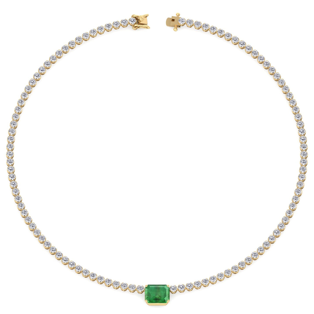 green-emerald-center-stone-and-round-cut-diamond-tennis-necklace-in-solid-yellow-gold
