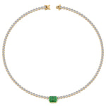 green-emerald-center-stone-and-round-cut-diamond-tennis-necklace-in-solid-yellow-gold