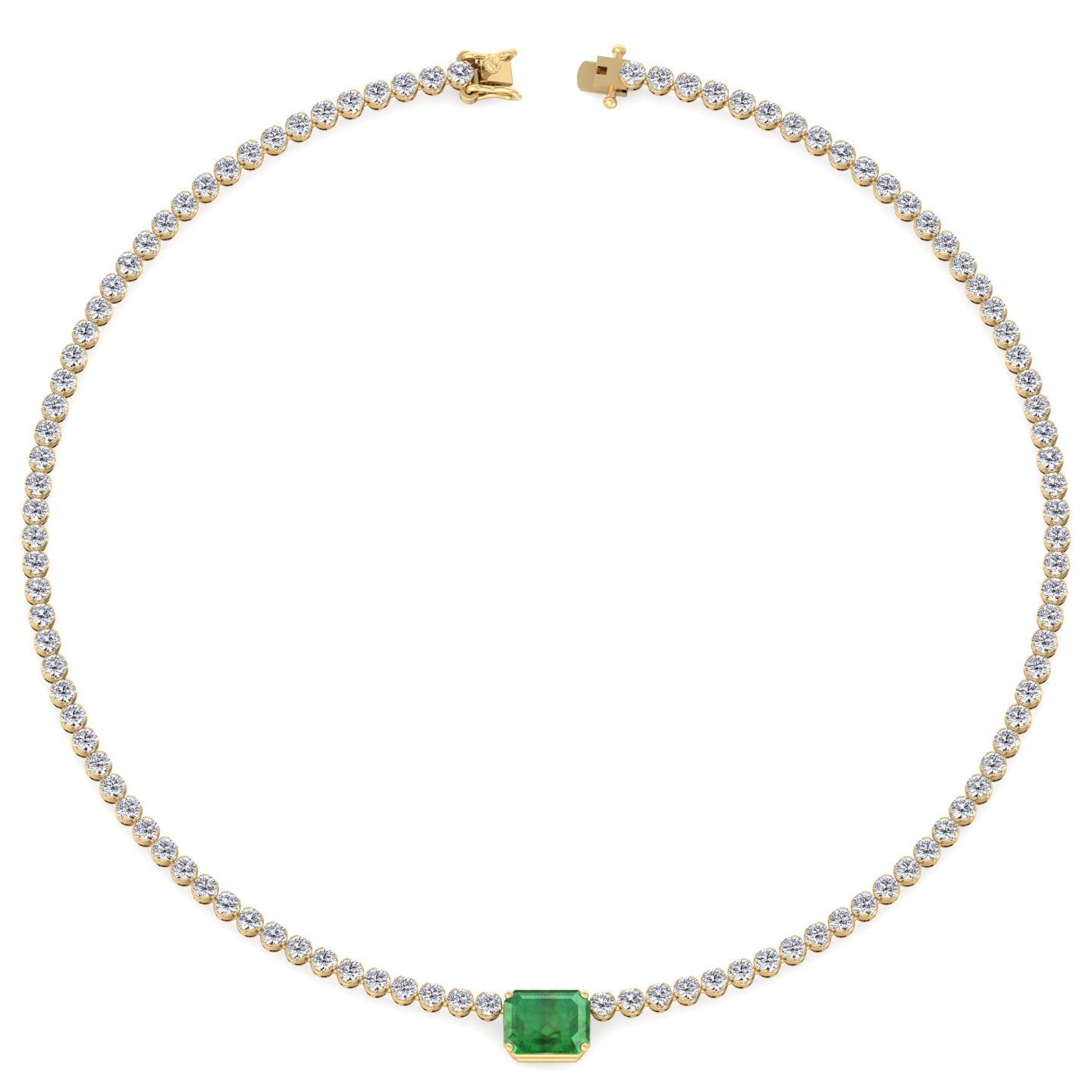 Delina - 11 Carat T.W Emerald and Diamond Tennis Necklace – Gem