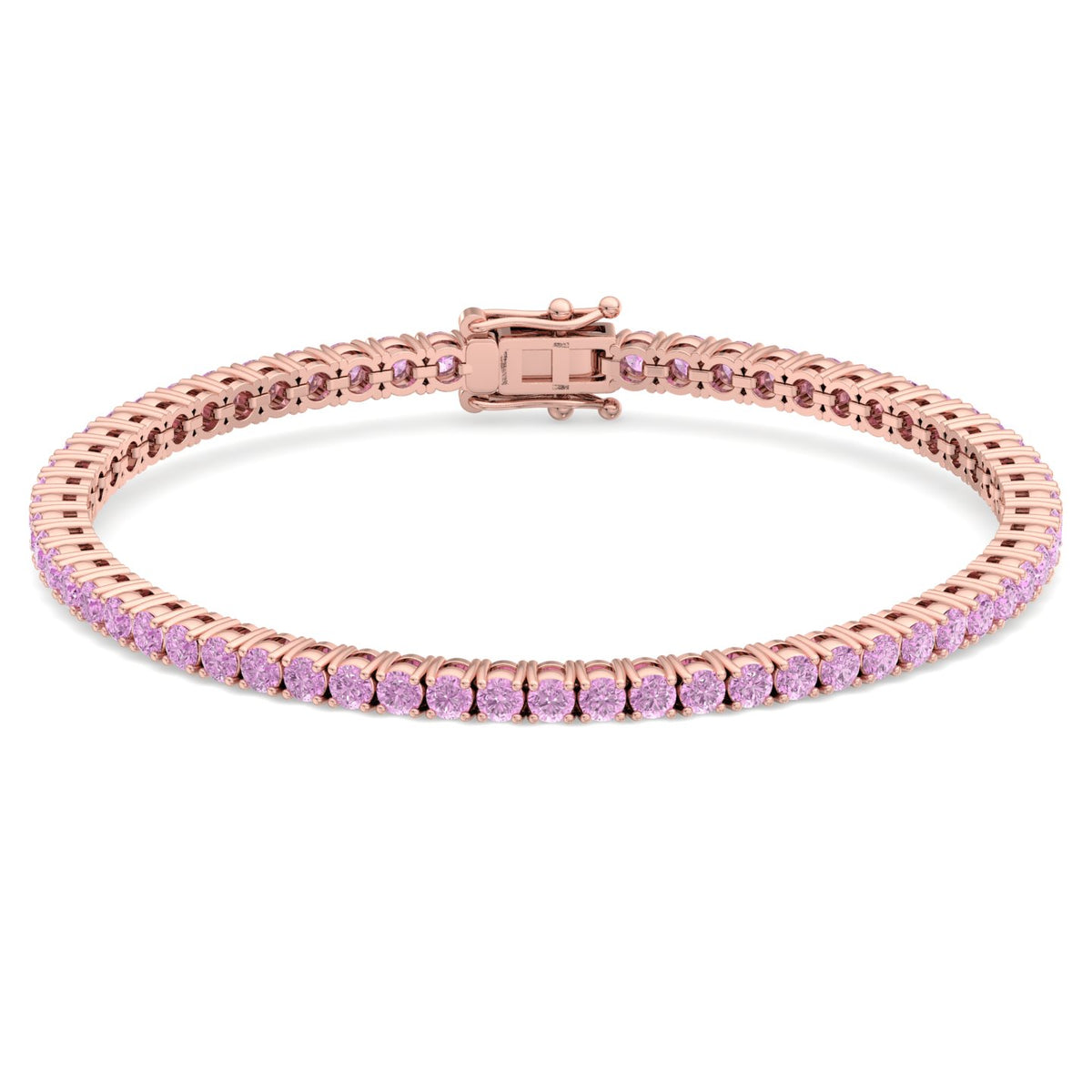 Pink sapphire tennis bracelet 14K rose gold