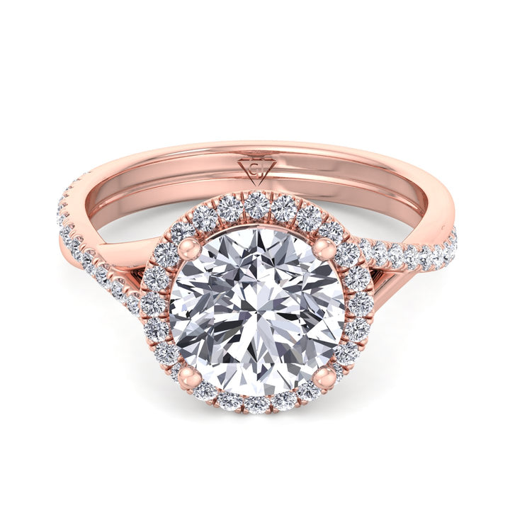 round-cut-diamond-halo-crossover-band-ring-in-rose-gold
