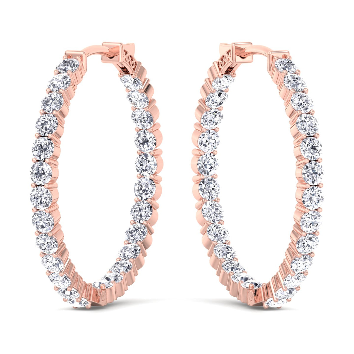 Lana - 5CT Inside Out Round Diamond Hoop Earrings 1.75" - Gem Jewelers Co