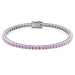 Natural pink sapphire tennis bracelet 14K white gold