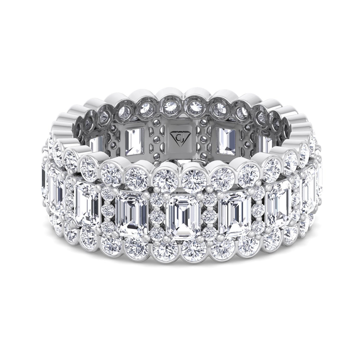 Trento - Round and Emerald Stacked Eternity Band - Gem Jewelers Co