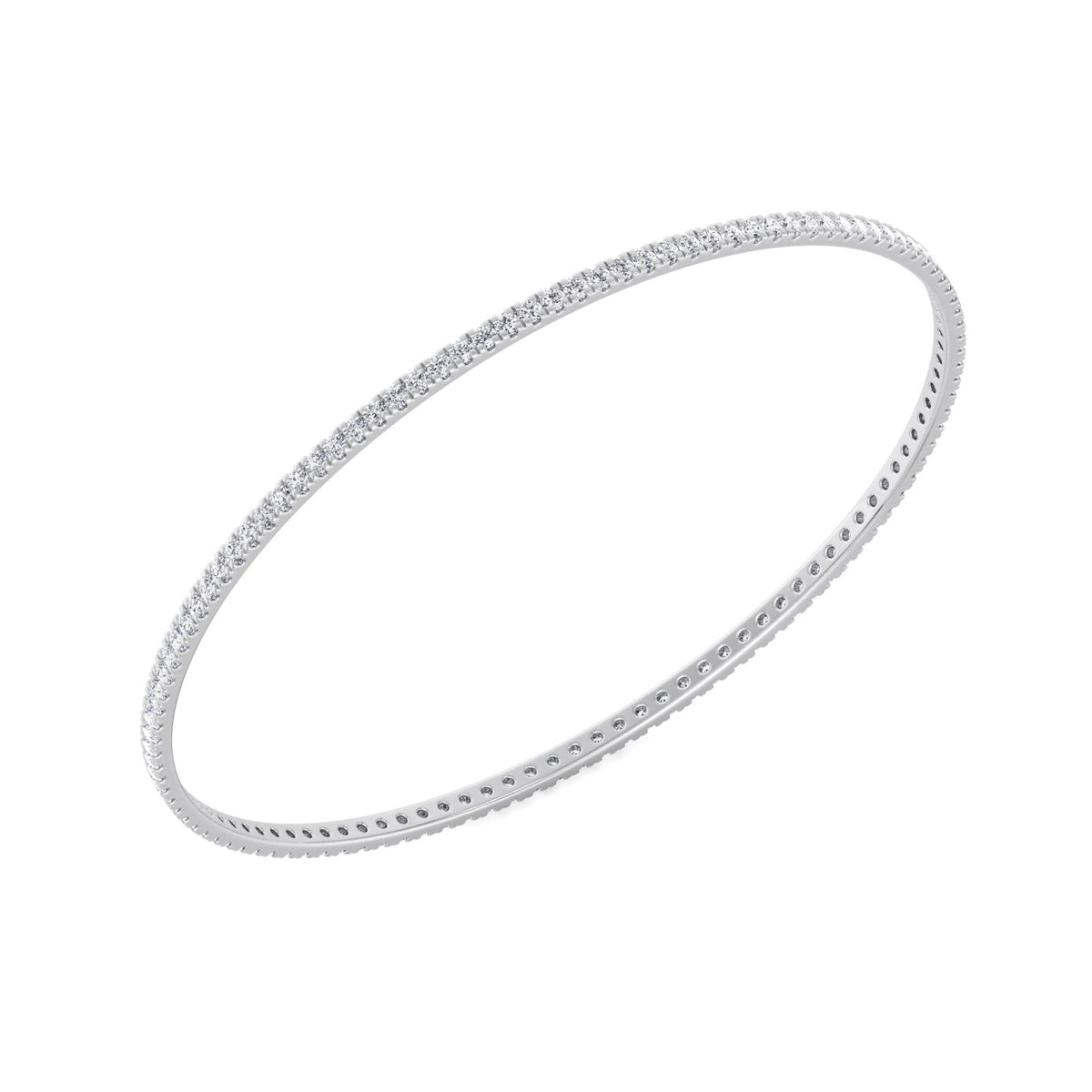 Round diamond bangle 14K white gold