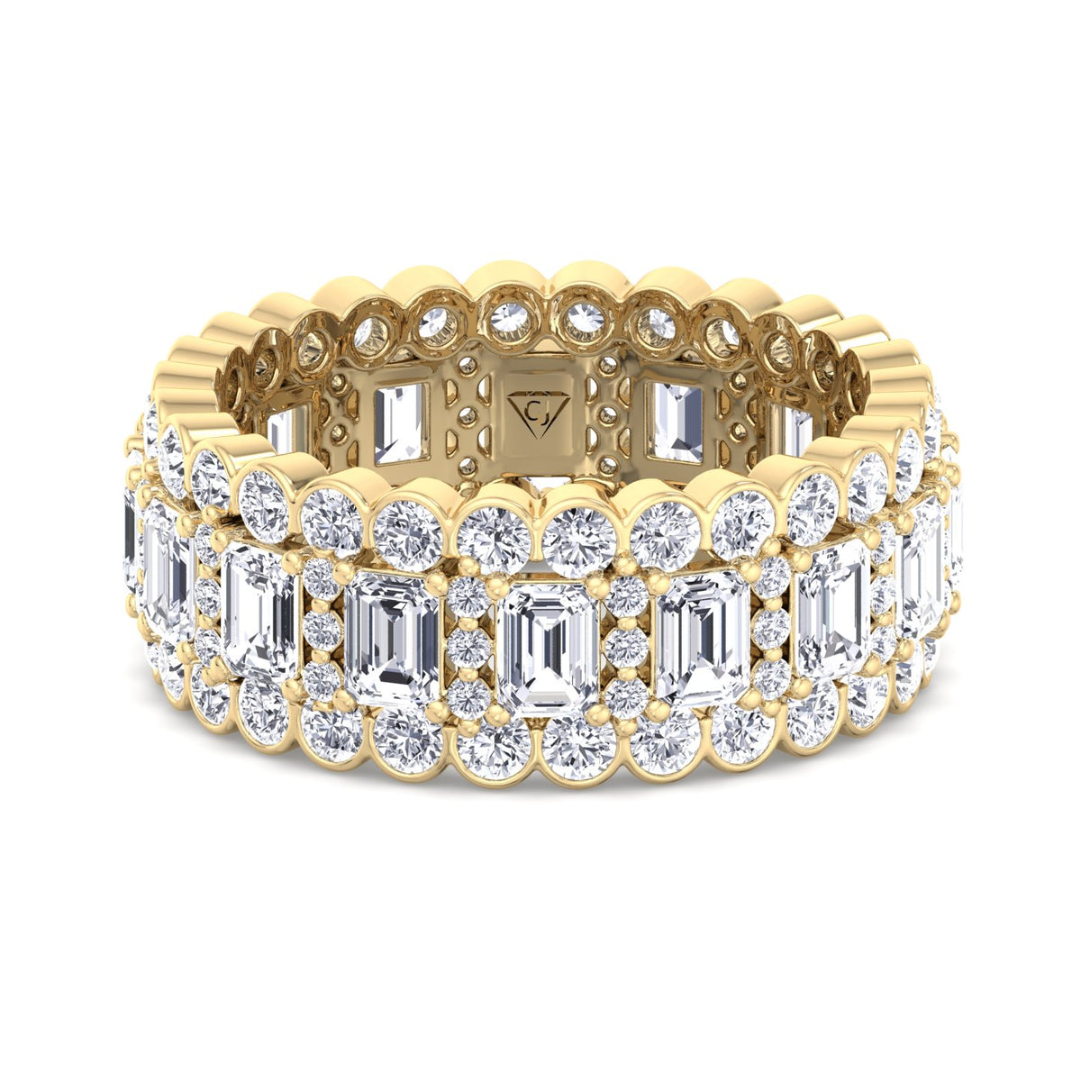 Trento - Round and Emerald Stacked Eternity Band - Gem Jewelers Co