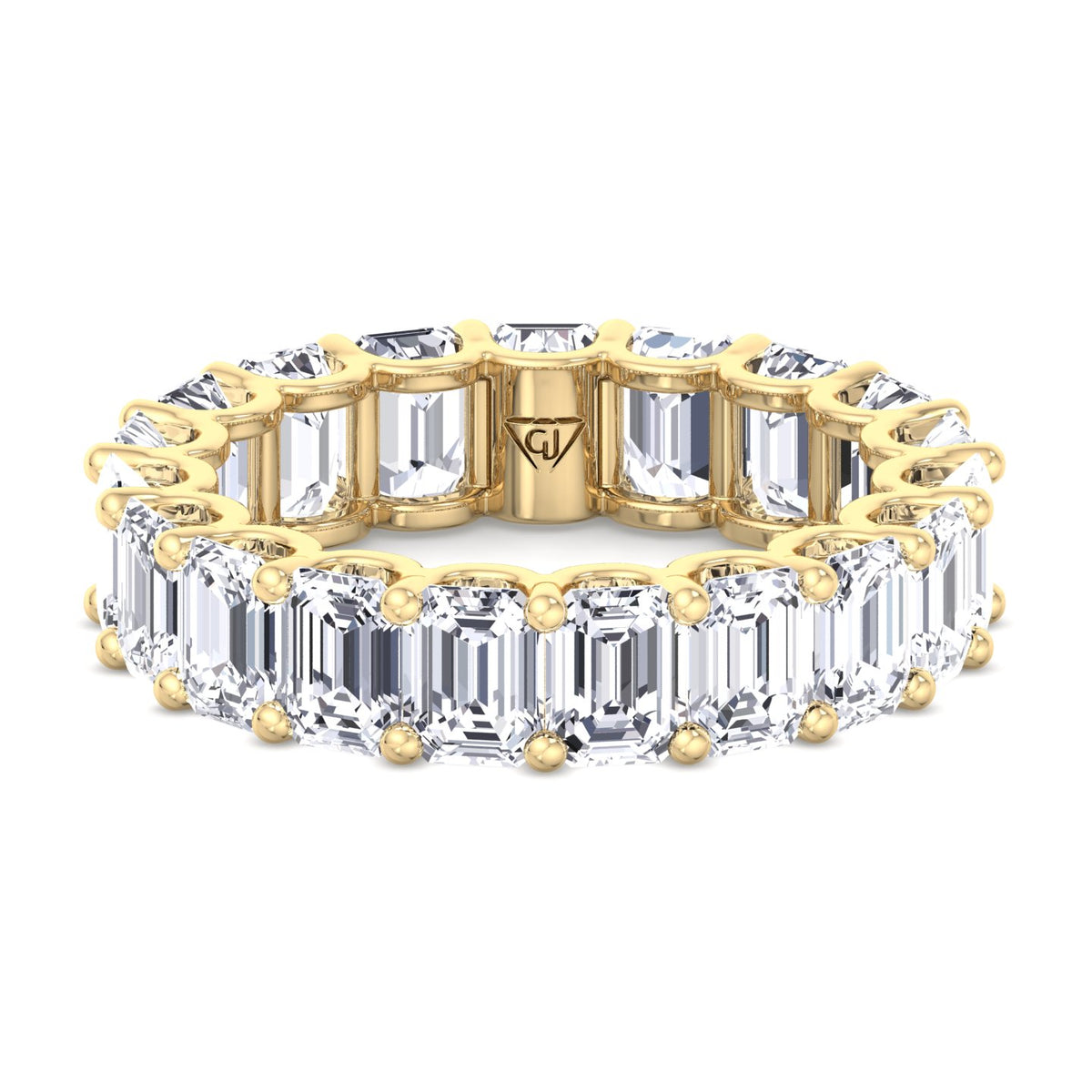 emerald-cut-U-prong-diamond-eternity-band-solid-yellow-gold