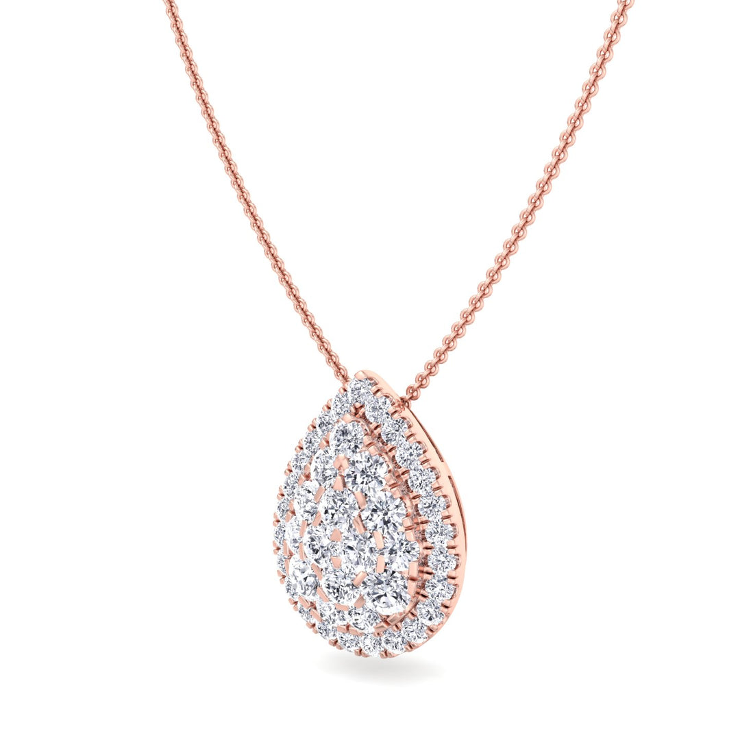 1 Carat Pear Diamond Pendant Necklace, Rose Gold
