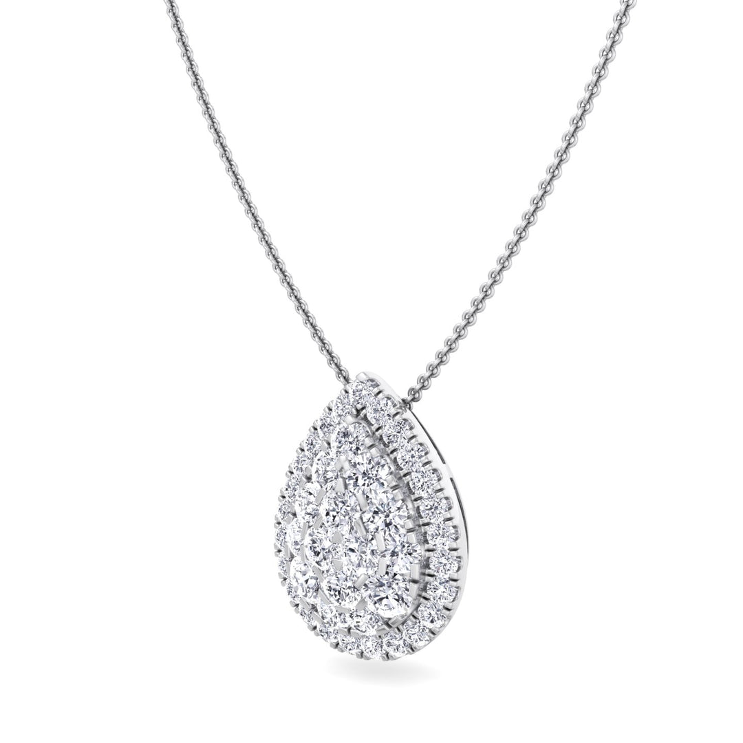 1 Carat Pear Diamond Pendant Necklace, White 