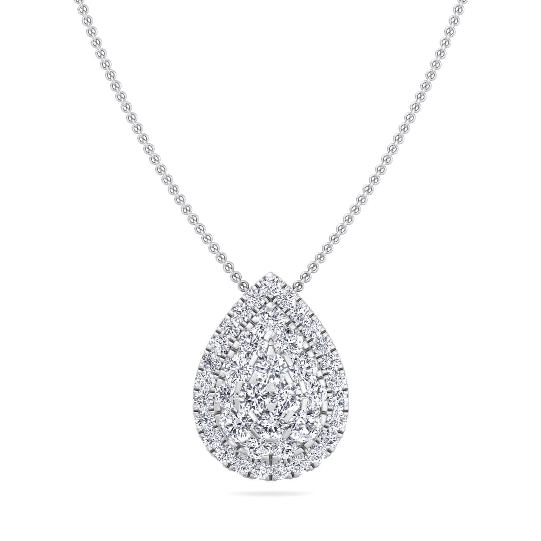 1 Carat Pear Diamond Pendant Necklace, White Gold
