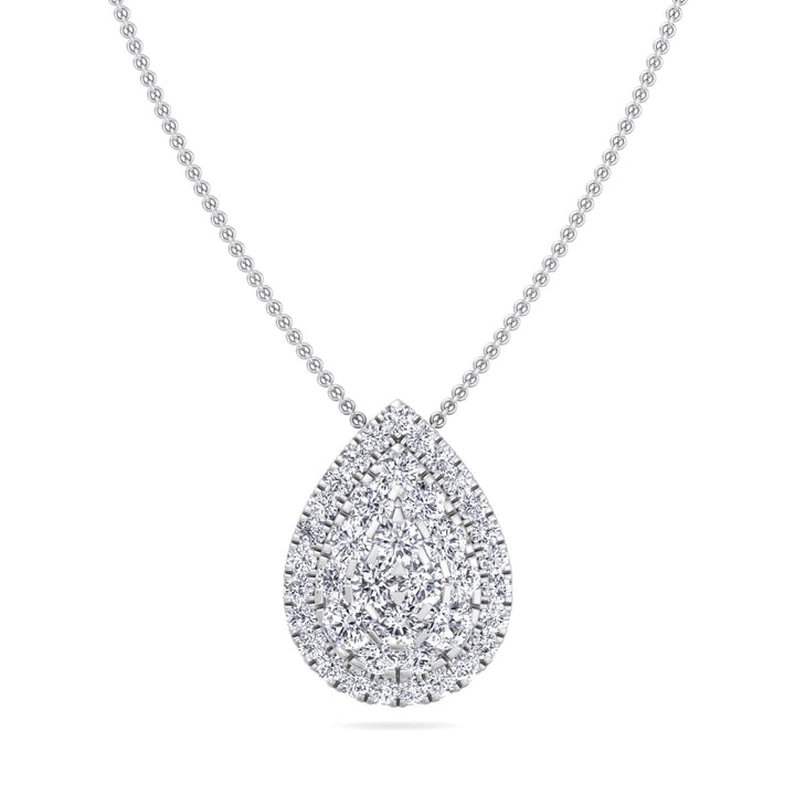 1 Carat Pear Diamond Pendant Necklace, White Gold