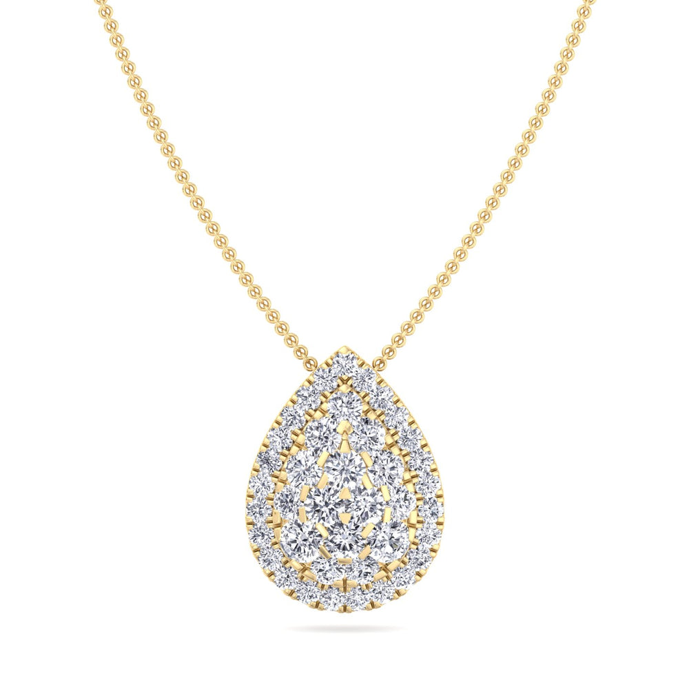 1 Carat Pear Shape Diamond Pendant Necklace, Yellow