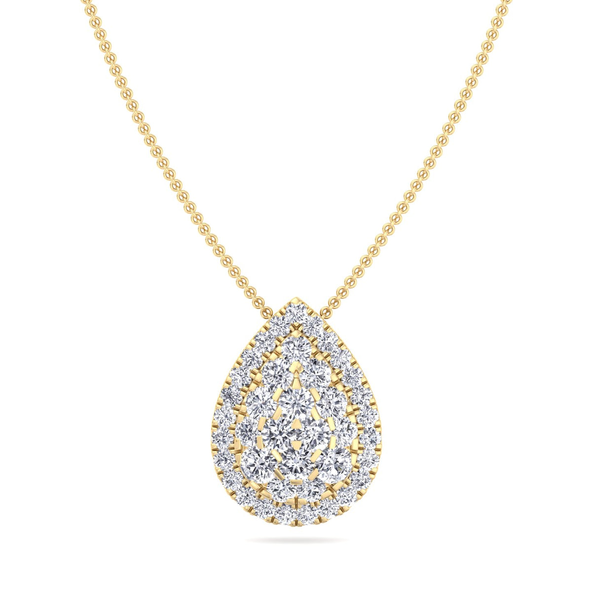 1 Carat Pear Shape Diamond Pendant Necklace, Yellow