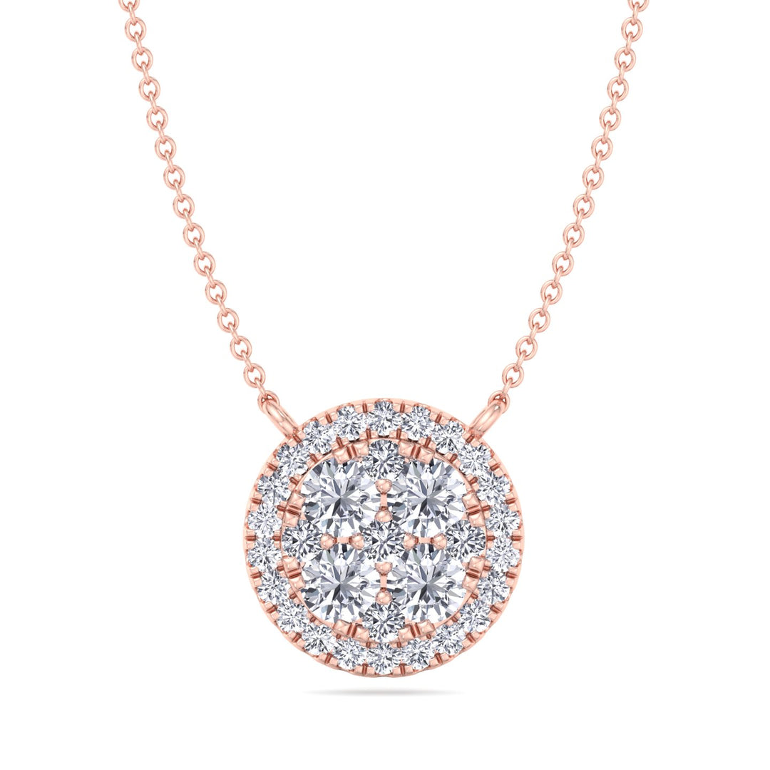 1 Carat Round Shape Diamond  Necklace Rose Gold