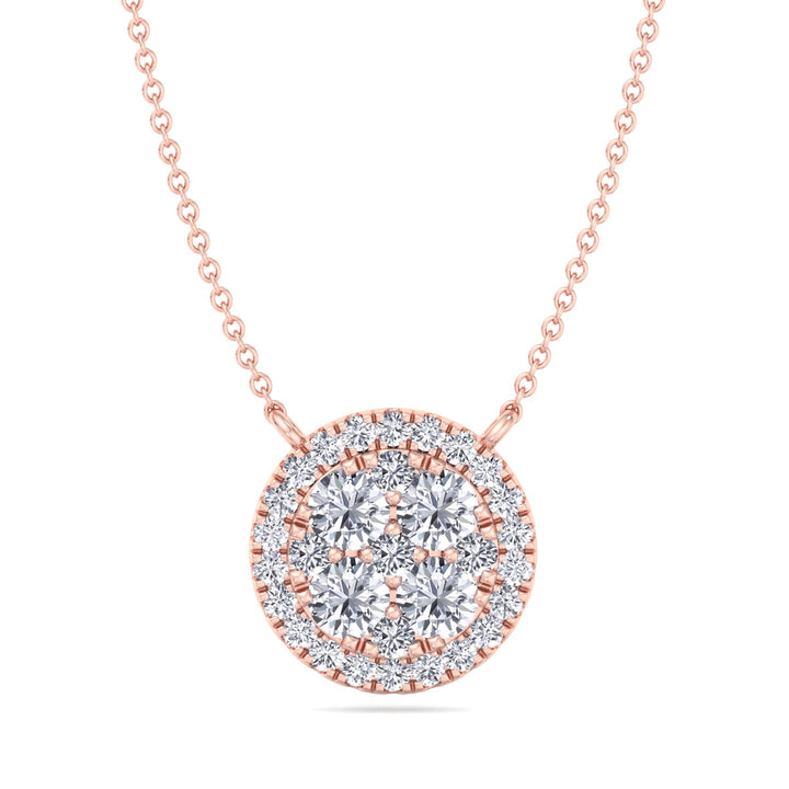 1 Carat Round Shape Diamond  Necklace Rose Gold