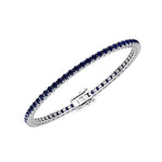 4-prong natural blue sapphire tennis bracelet 14K white gold