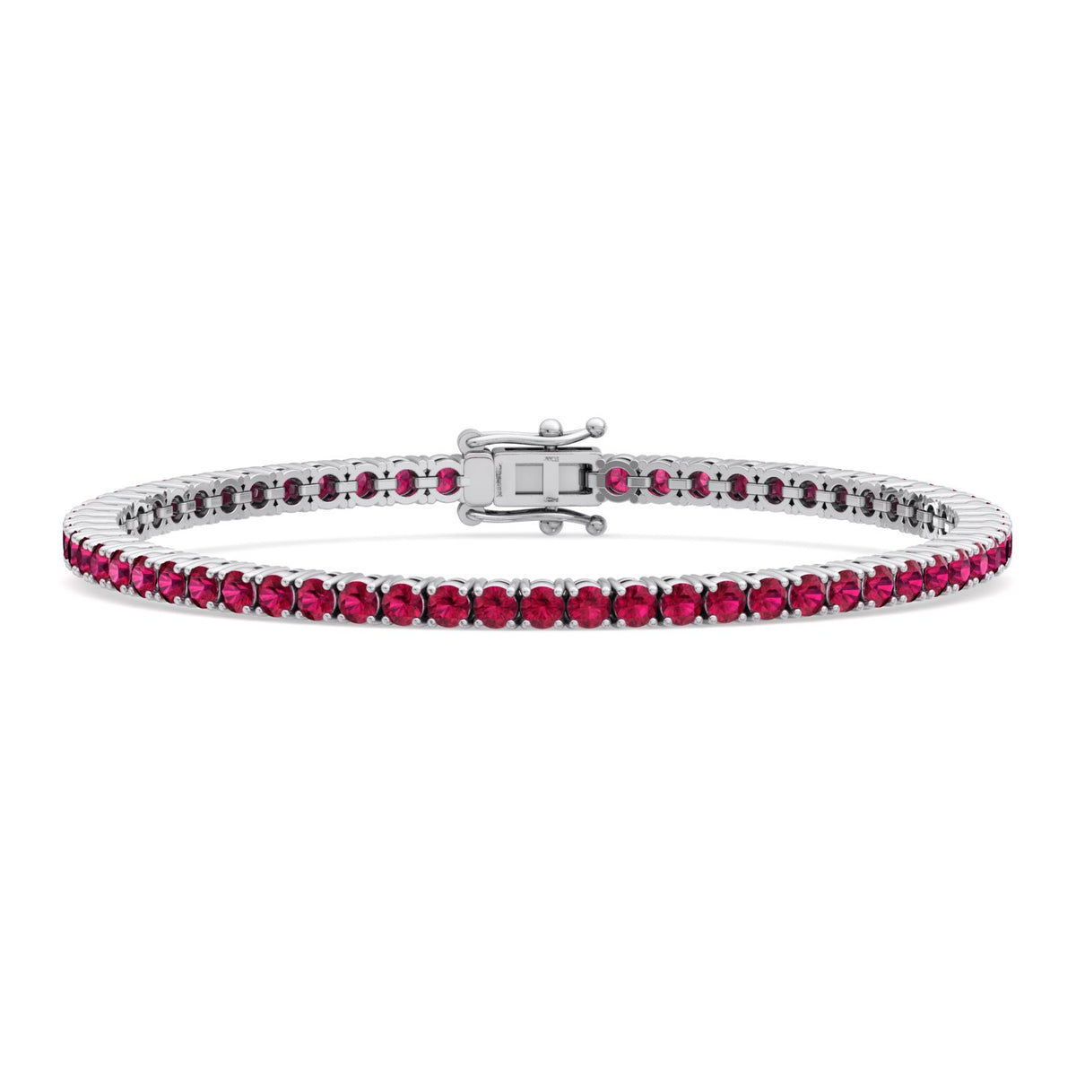 3CT natural red ruby tennis bracelet 14K white gold