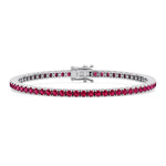 3CT natural red ruby tennis bracelet 14K white gold