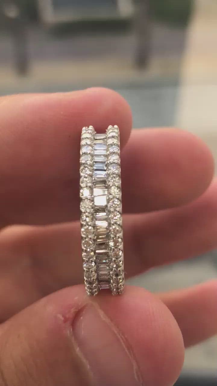 Exclusive Round and Baguette Natural Diamond Ring White Gold