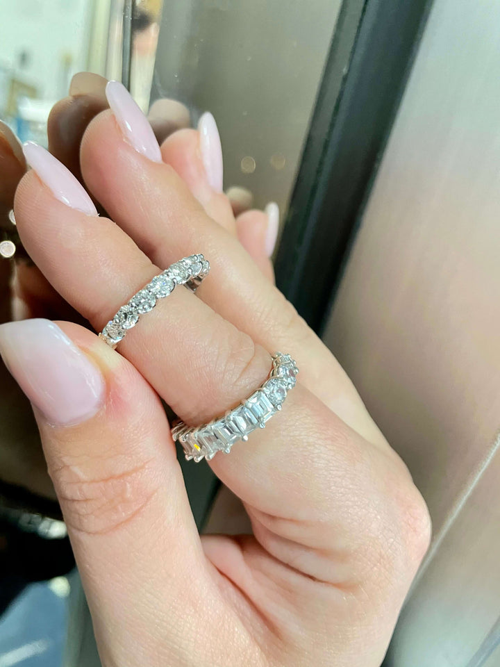 2CT Round Diamond Eternity Band in 18K White Gold, In Finger