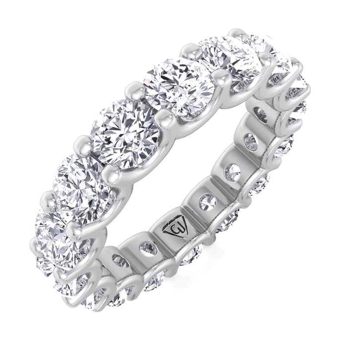 2CT Round Diamond Eternity Band in 18K White Gold, Tilted