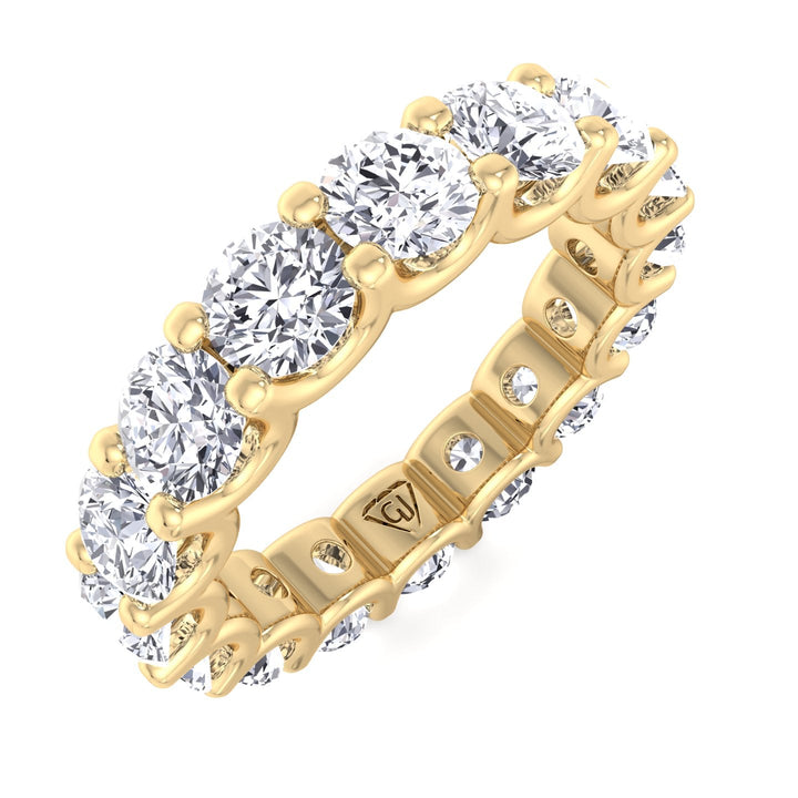 2CT Round Diamond Eternity Band in 18K Yellow Gold, Top Down