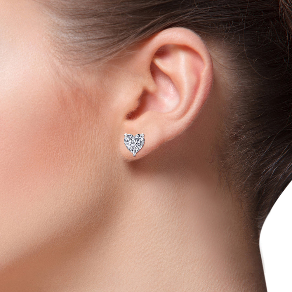 Davie - 1 Carat Heart Shape Diamond Stud Earrings - Gem Jewelers Co