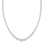 3-Prong Riviera Graduated Natural Diamond Tennis Necklace Platinum