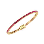 4-prong natural red ruby tennis bracelet 14K yellow gold