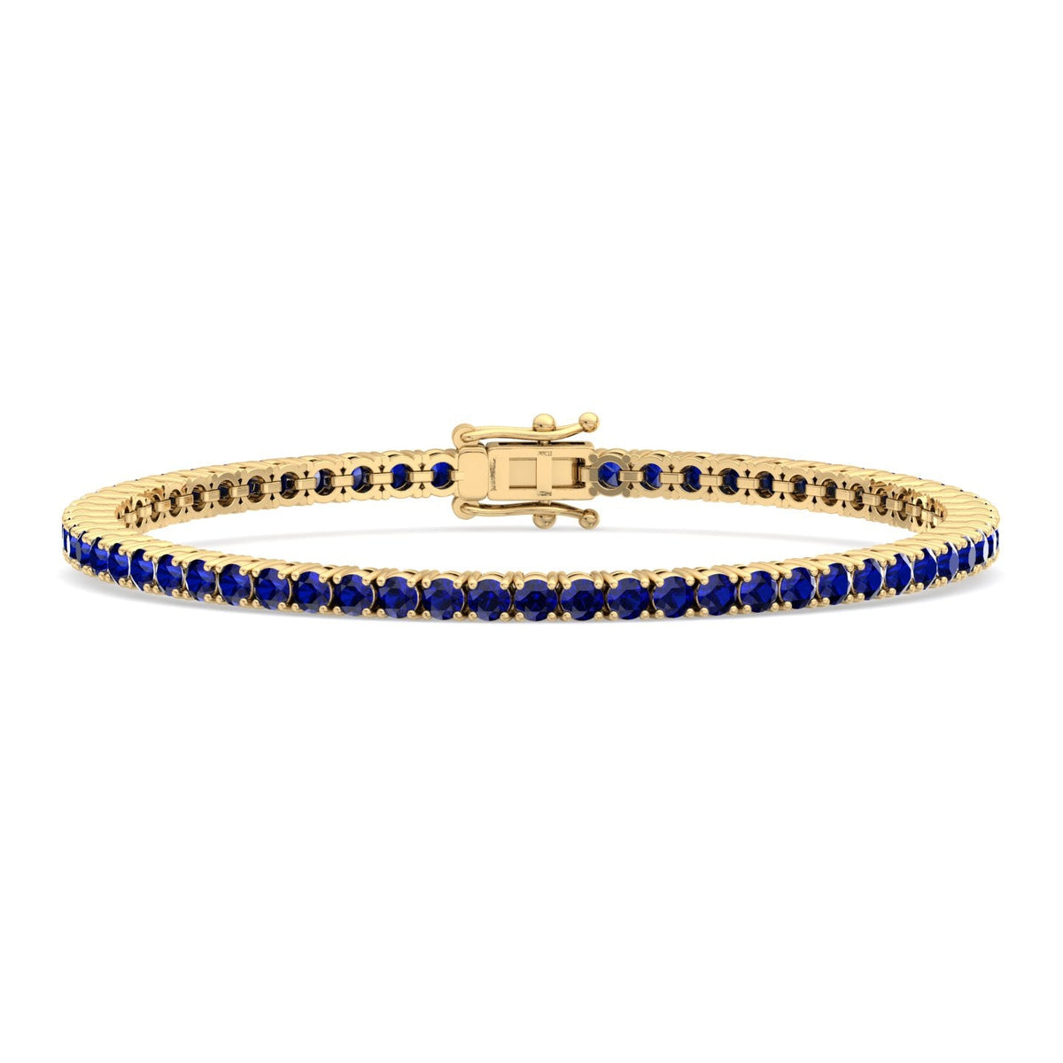 4-prong blue sapphire tennis bracelet 14K yellow gold