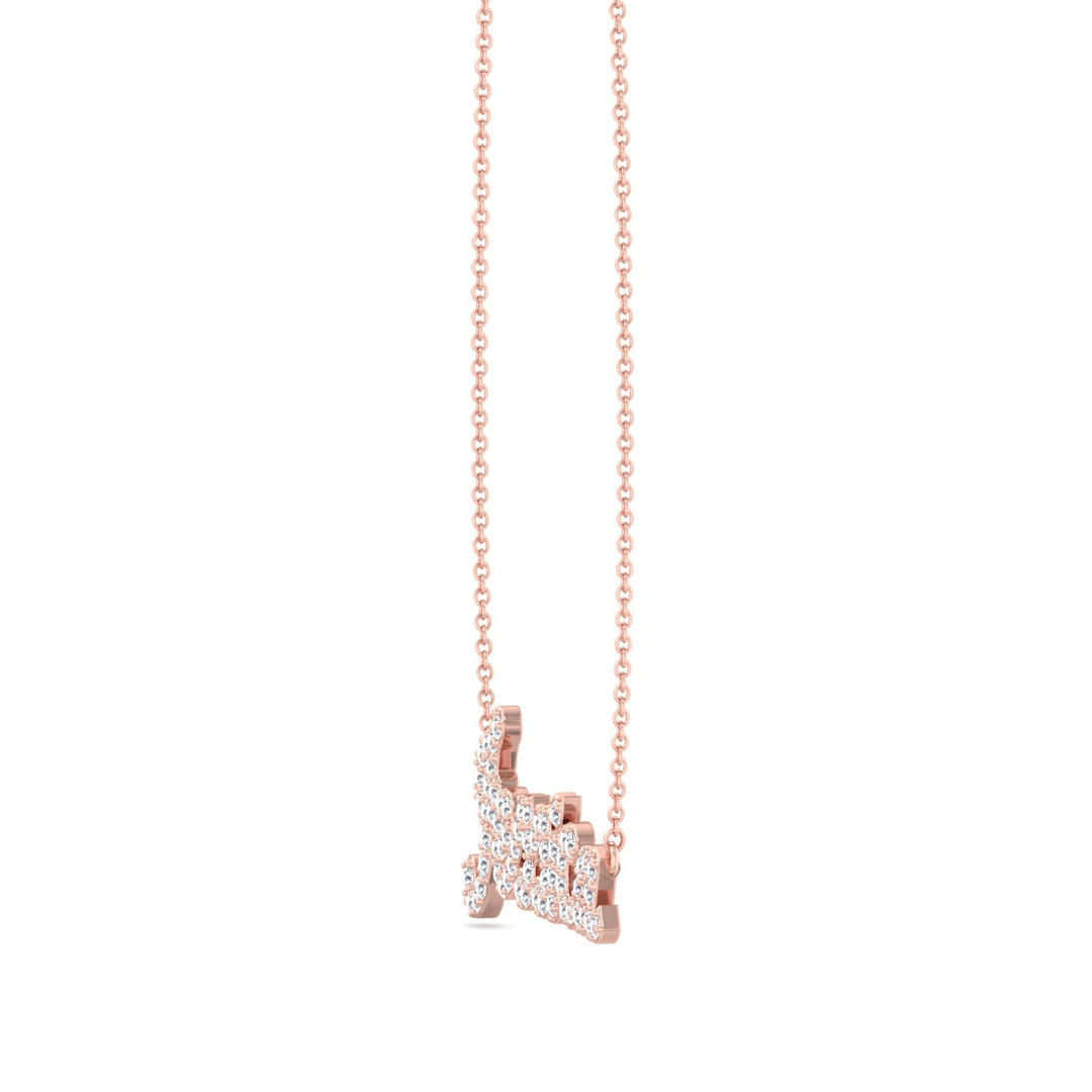 3/4CT Custom Diamond Name Necklace, Rose Gold, Angled