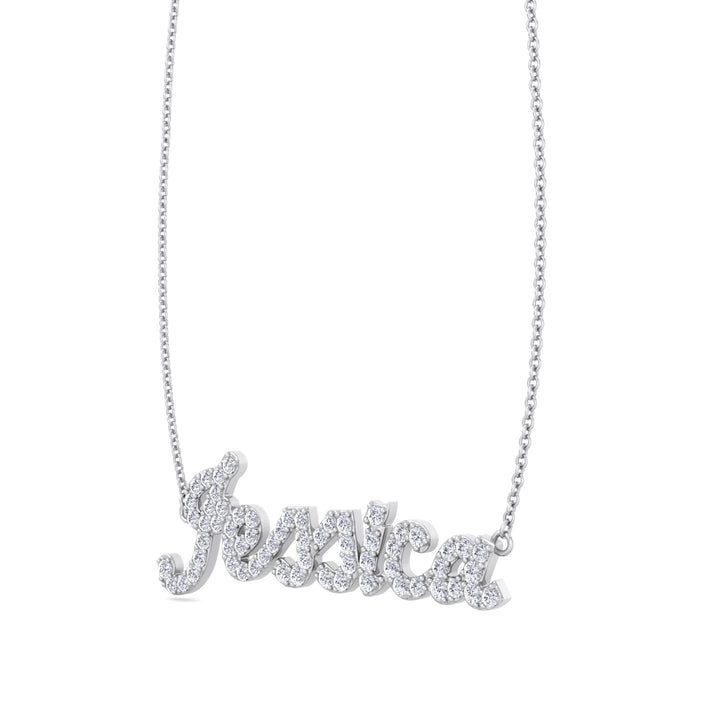 3/4CT Custom Diamond Name Necklace, Tilted