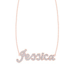 3/4CT Custom Diamond Name Pendant Necklace, Rose Gold