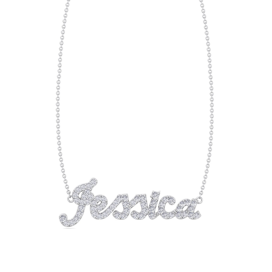 3/4CT Custom Diamond Name Pendant Necklace, White Gold