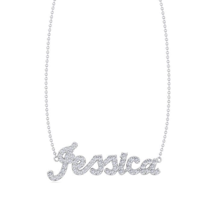 3/4CT Custom Diamond Name Pendant Necklace, White Gold