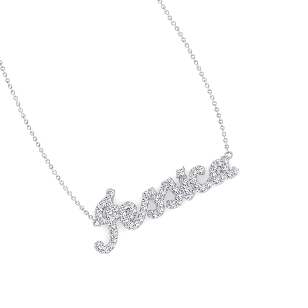 3/4CT T.W. Custom Diamond Name Pendant Necklace, Jessica