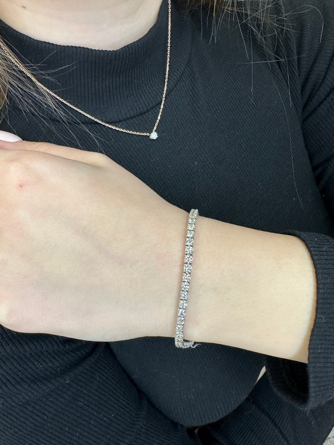 5.20CT Diamond Tennis Bracelet 14K Yellow Gold, On Hand