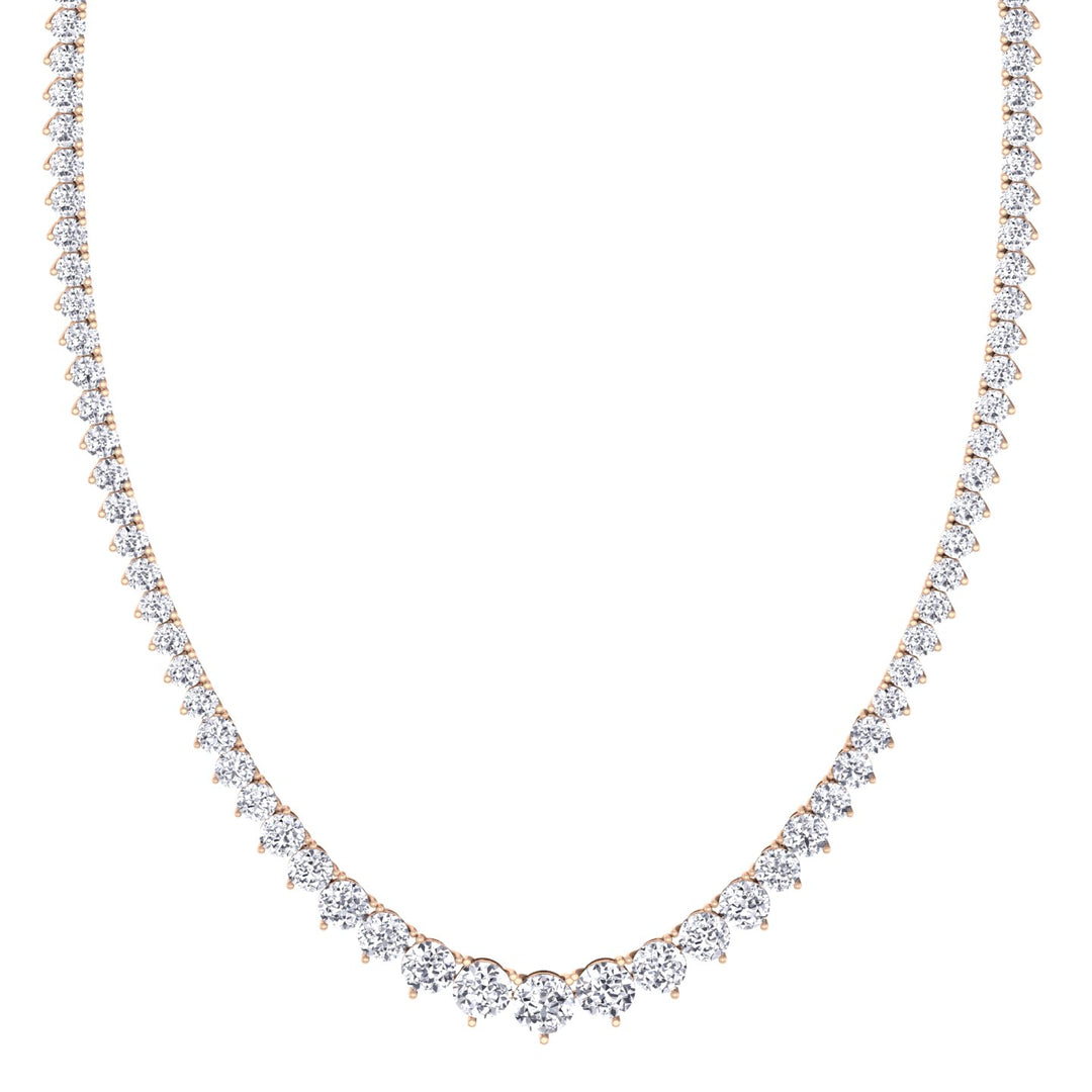 6CT Riviera Natural Diamond Tennis Necklace, Rose Gold