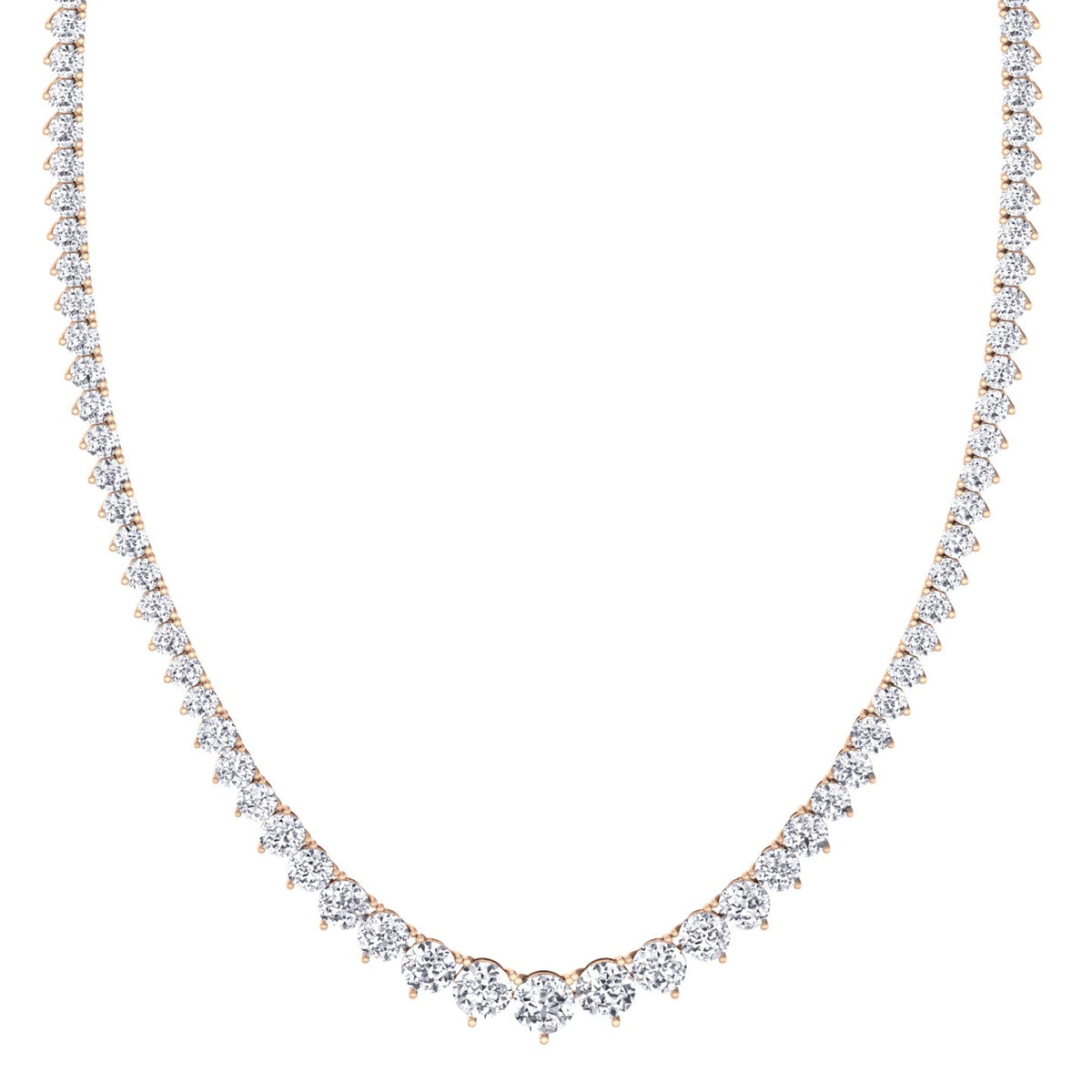 6CT Riviera Natural Diamond Tennis Necklace, Rose Gold