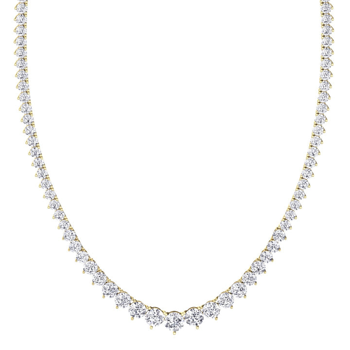 6CT Riviera Natural Diamond Tennis Necklace, Yellow Gold, Profile