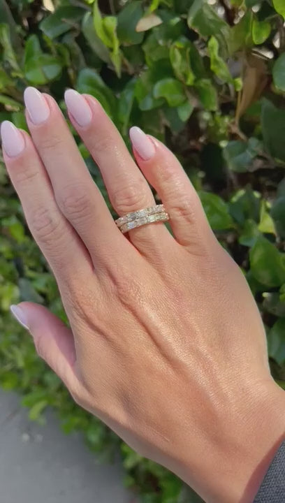 East to West Diamond Eternity Band Yellow White Gold
