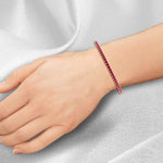 4-prong natural red ruby tennis bracelet 3CT 14K yellow gold
